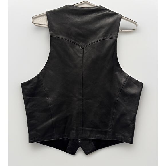 Vintage Continental Leather Fashions Black Vest Western Motorcycle USA Men's 40 - Picture 7 of 8
